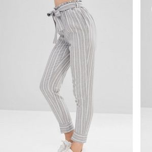 ZAFUL (M) Striped High Waisted Tapered Pants